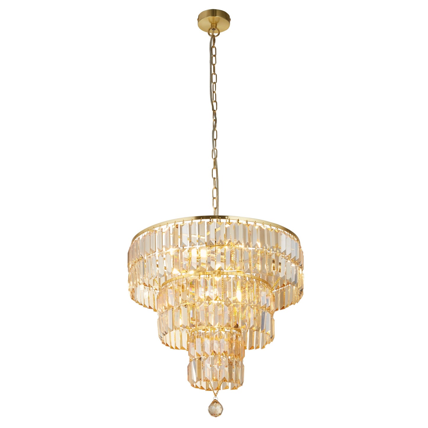 Empire 5Lt Pendant - Satin Brass Metal & Champagne Glass