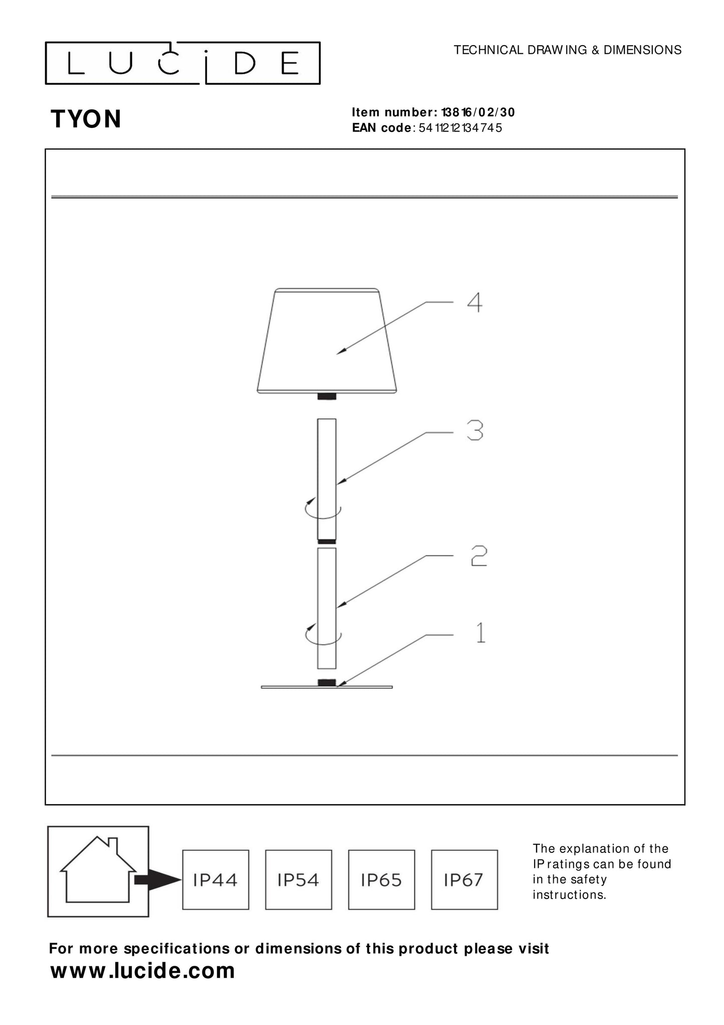 Lucide TYON - Rechargeable Table lamp Indoor/Outdoor - Battery pack/batteries - LED Dim. - IP65 - Black