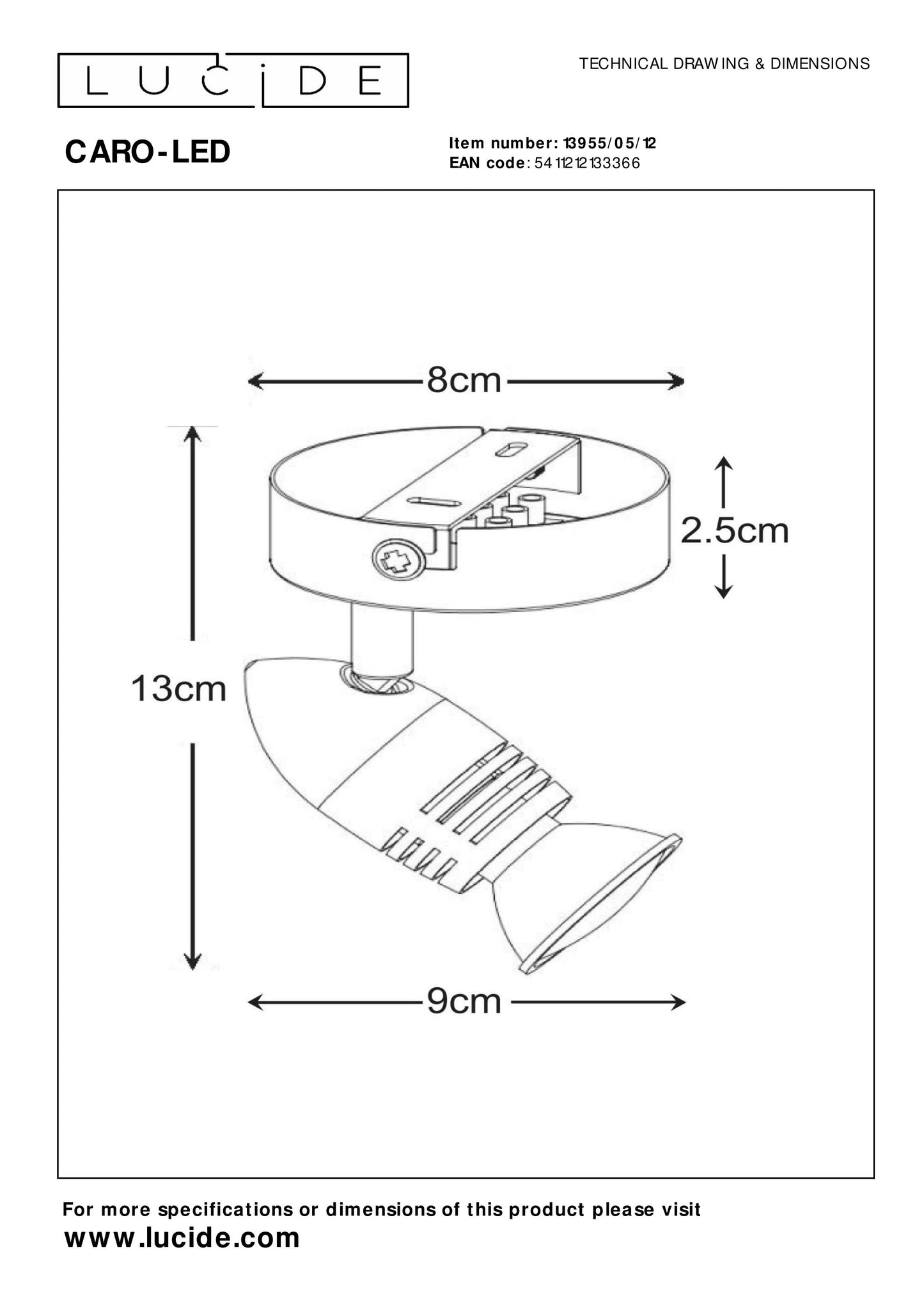 Lucide CARO-LED - Ceiling spotlight - Ø 9 cm - LED - GU10 - 1x5W 2700K - Satin Chrome