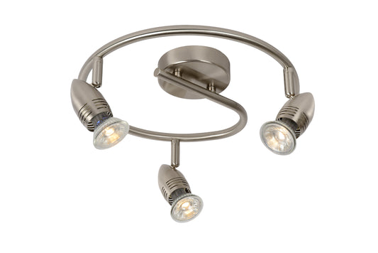 Lucide CARO-LED - Ceiling spotlight - Ø 31 cm - LED - GU10 - 3x5W 2700K - Satin Chrome