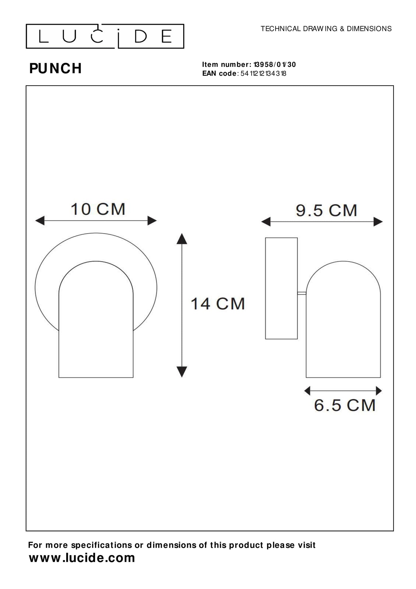 Lucide PUNCH - Ceiling spotlight - 1xGU10 - Black