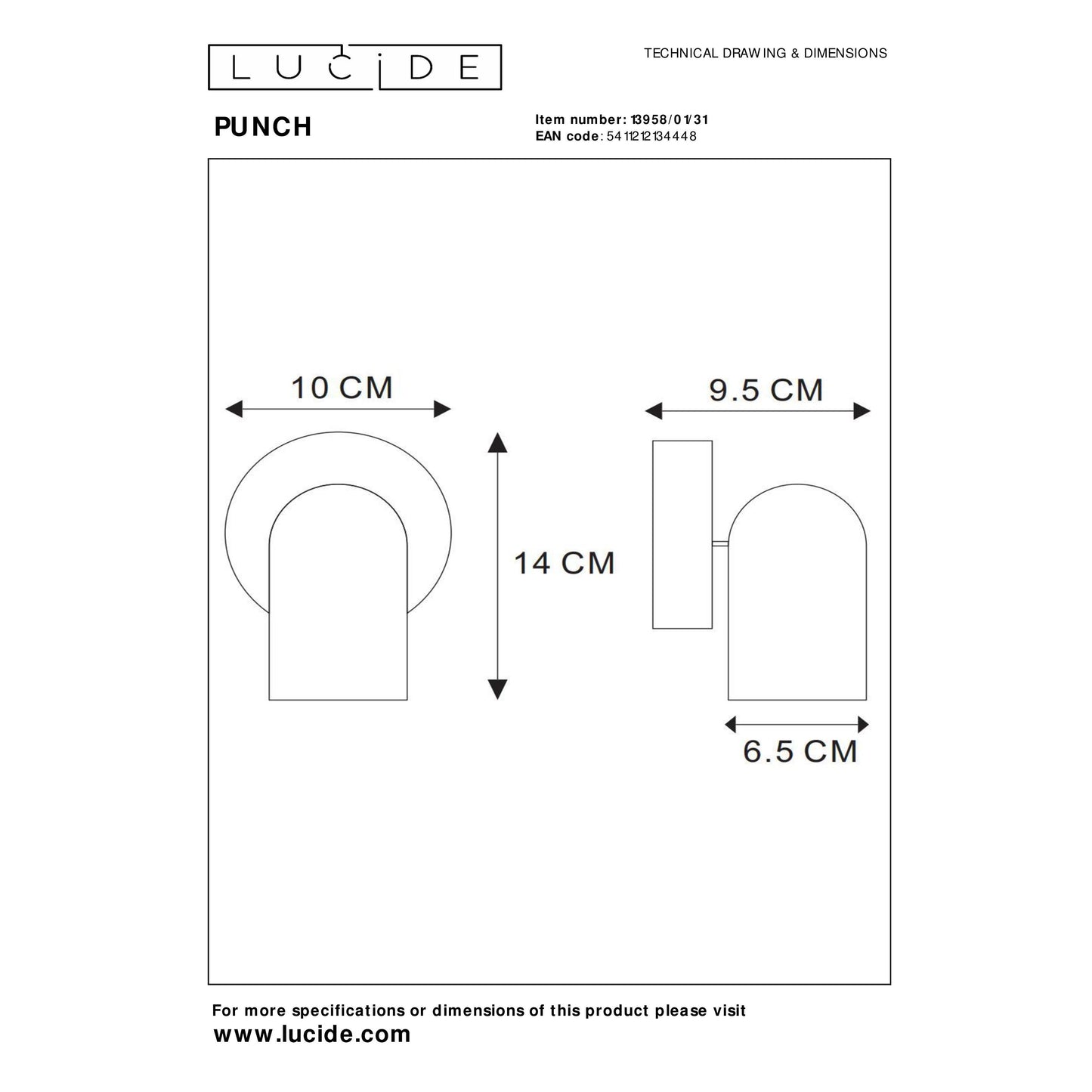 Lucide PUNCH - Ceiling spotlight - 1xGU10 - White