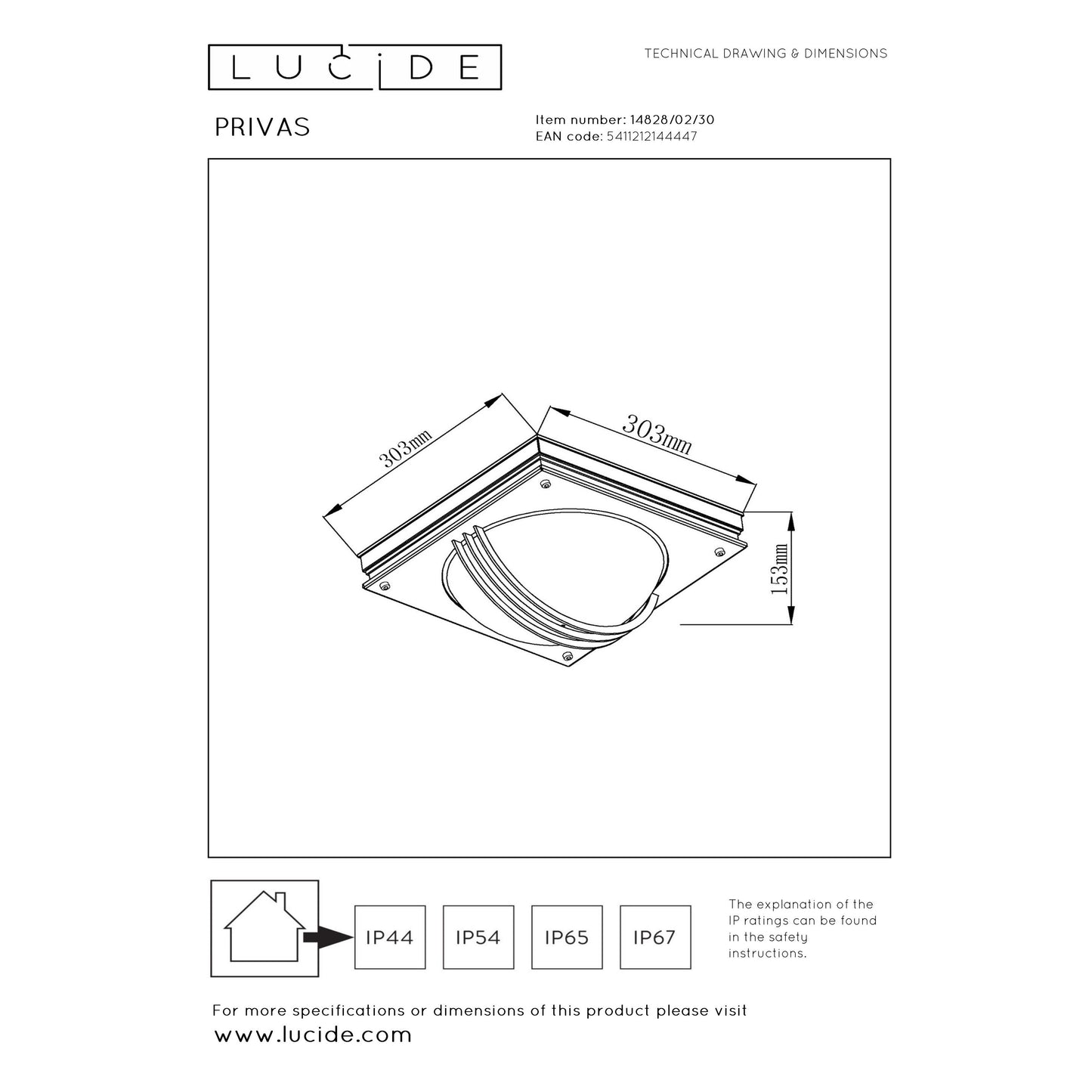 Lucide PRIVAS - Wall light Indoor/Outdoor - 2xE27 - IP44 - Black