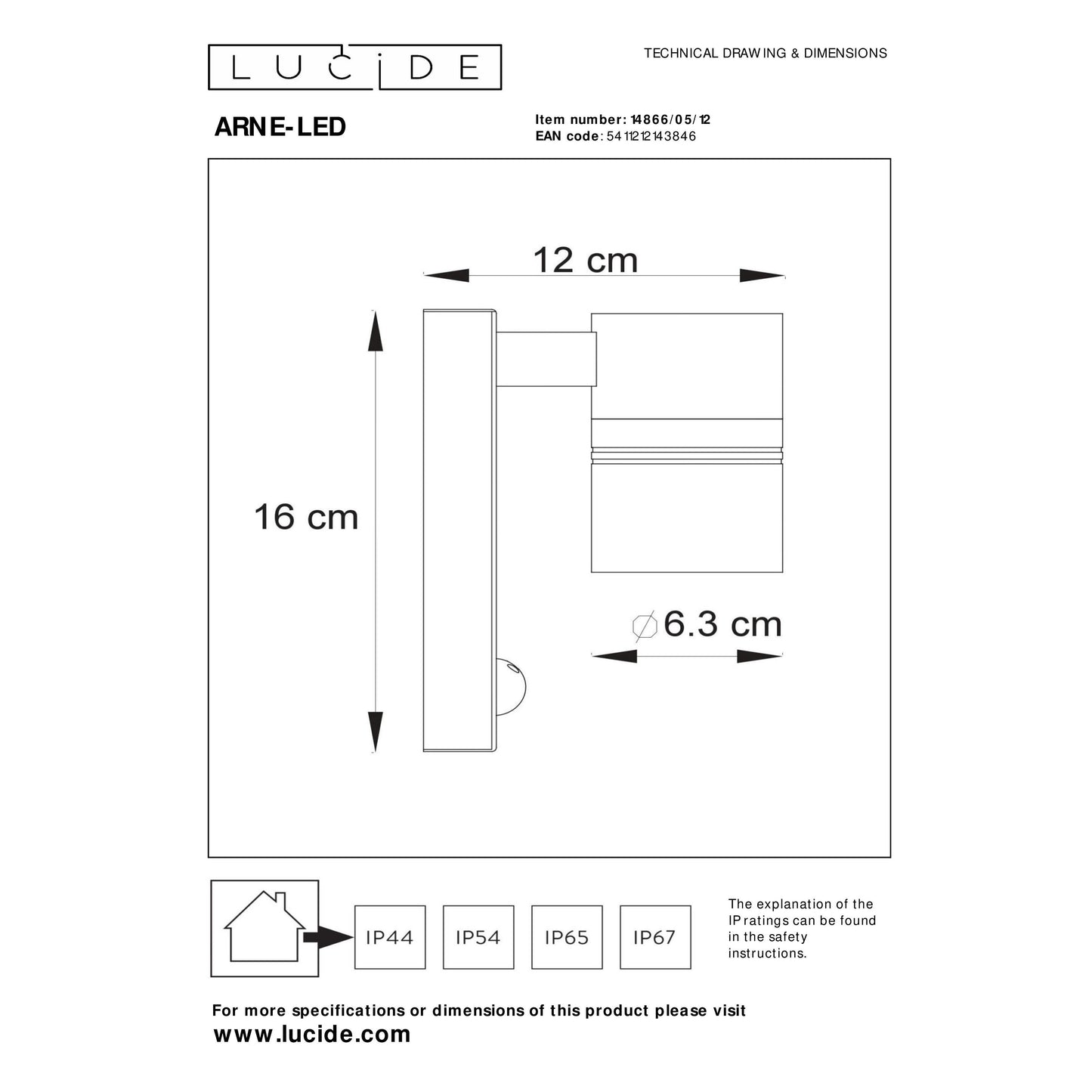 Lucide ARNE-LED IR - Wall spotlight / Wall light Indoor/Outdoor - Ø 6,3 cm - LED - GU10 - 1x5W 2700K - IP44 - Motion & Day/Night Sensor - Satin Chrome