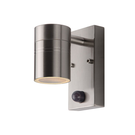 Lucide ARNE-LED IR - Wall spotlight / Wall light Indoor/Outdoor - Ø 6,3 cm - LED - GU10 - 1x5W 2700K - IP44 - Motion & Day/Night Sensor - Satin Chrome