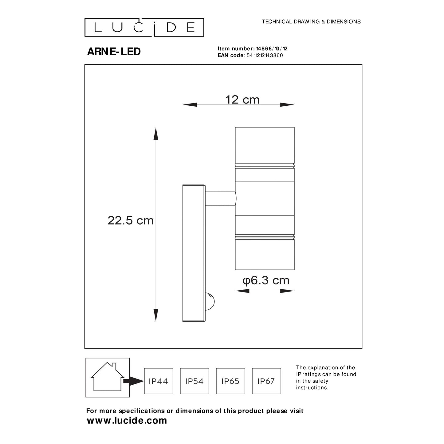 Lucide ARNE-LED IR - Wall spotlight / Wall light Indoor/Outdoor - Ø 6,3 cm - LED - GU10 - 2x5W 2700K - IP44 - Motion & Day/Night Sensor - Satin Chrome