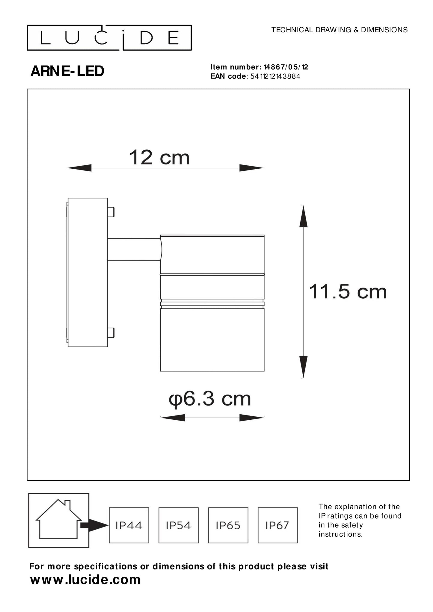 Lucide ARNE-LED - Wall spotlight / Wall light Indoor/Outdoor - Ø 6,3 cm - LED - GU10 - 1x5W 2700K - IP44 - Satin Chrome