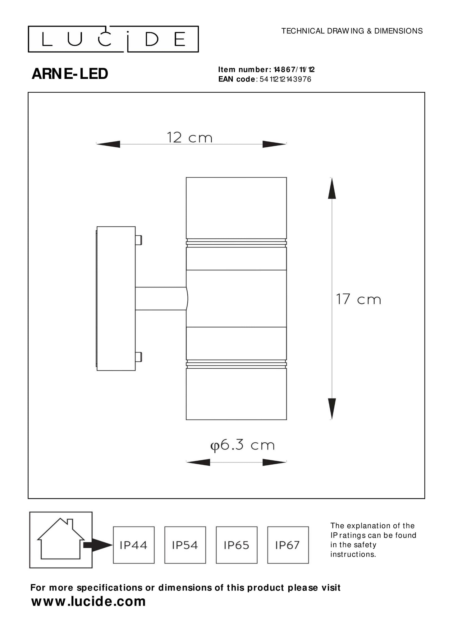 Lucide ARNE-LED - Wall light Indoor/Outdoor - Ø 6,3 cm - LED - GU10 - 2x5W 2700K - IP44 - Satin Chrome