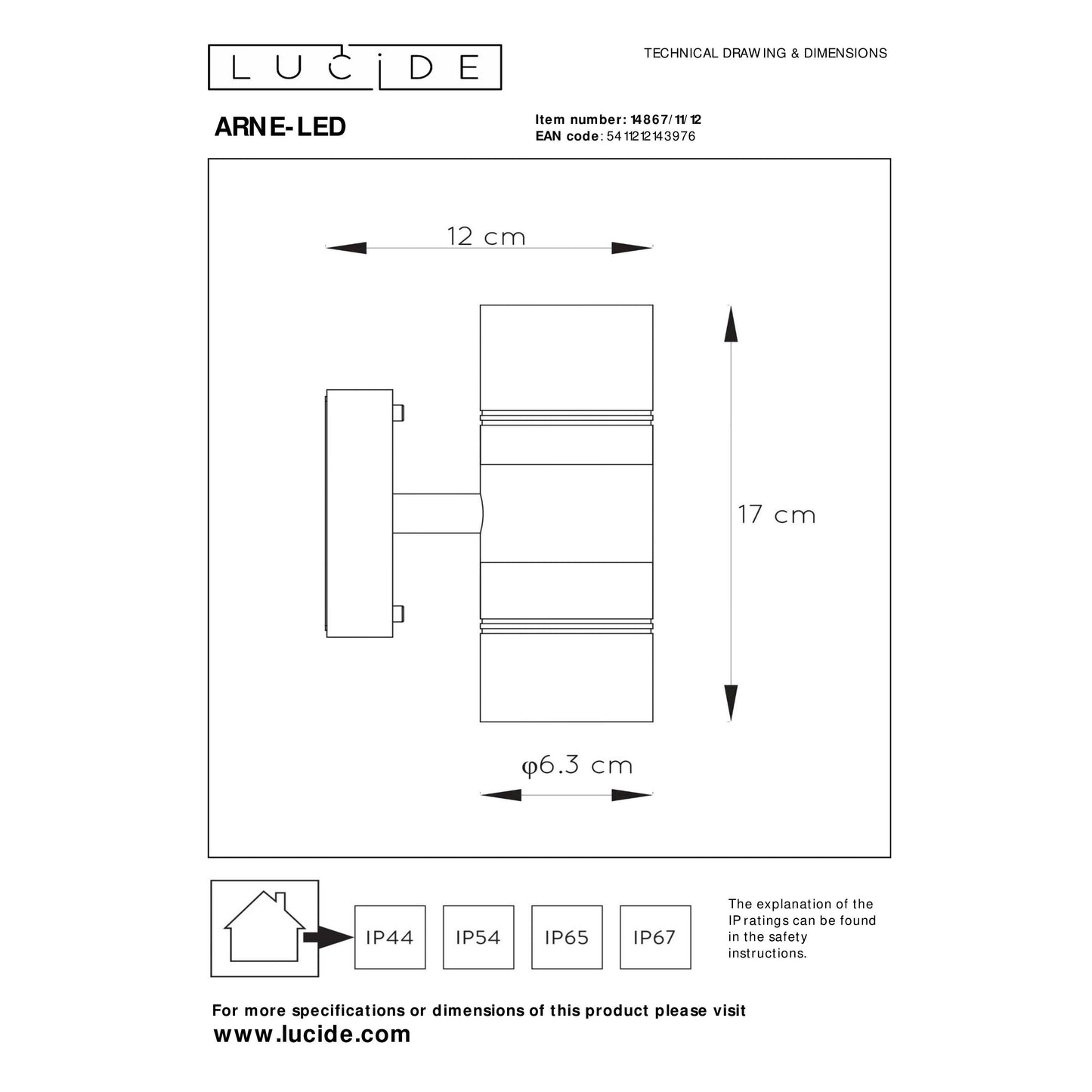 Lucide ARNE-LED - Wall light Indoor/Outdoor - Ø 6,3 cm - LED - GU10 - 2x5W 2700K - IP44 - Satin Chrome