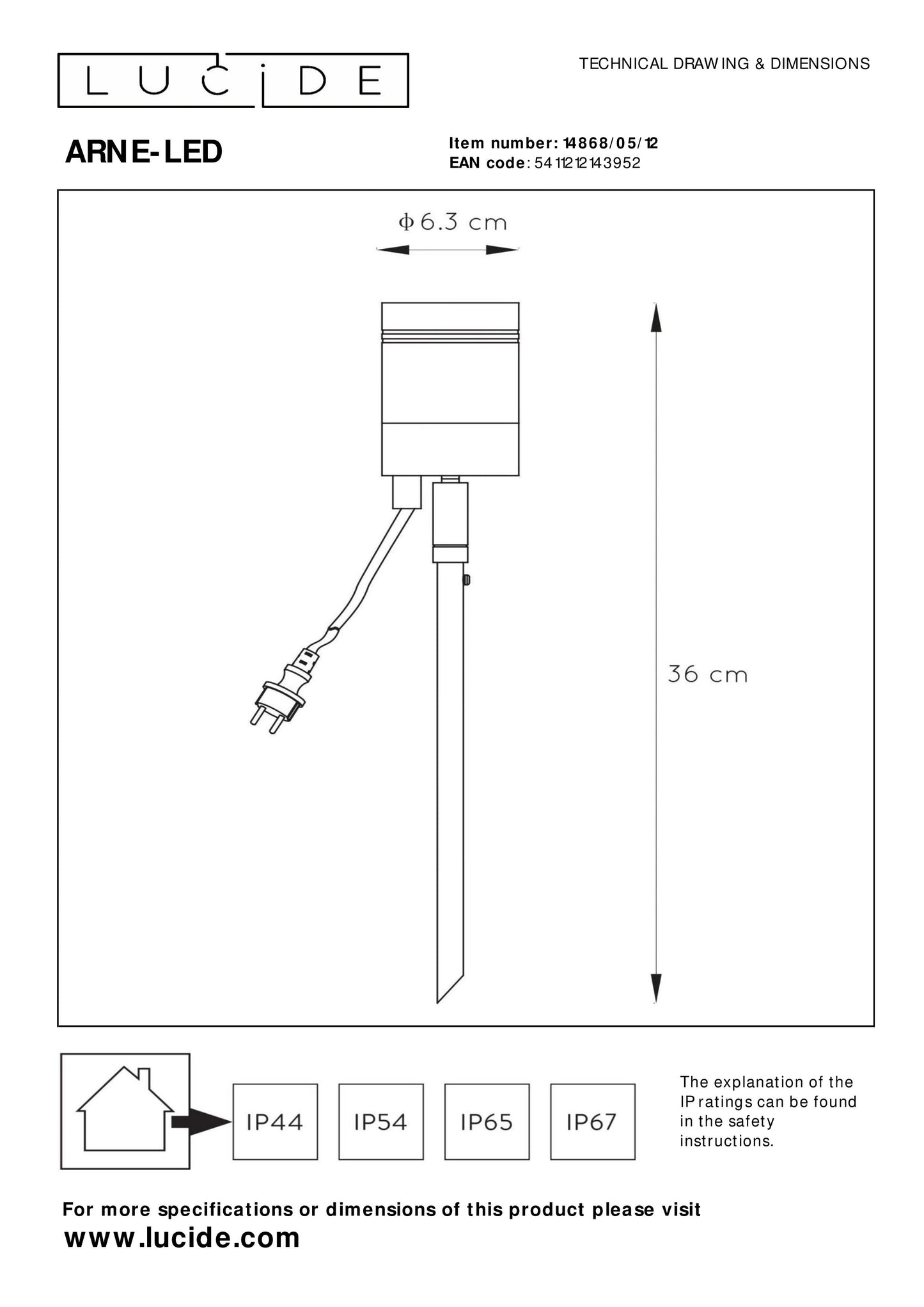 Lucide ARNE-LED - Garden spotlight - Ø 6,3 cm - LED - GU10 - 1x5W 2700K - IP44 - Satin Chrome