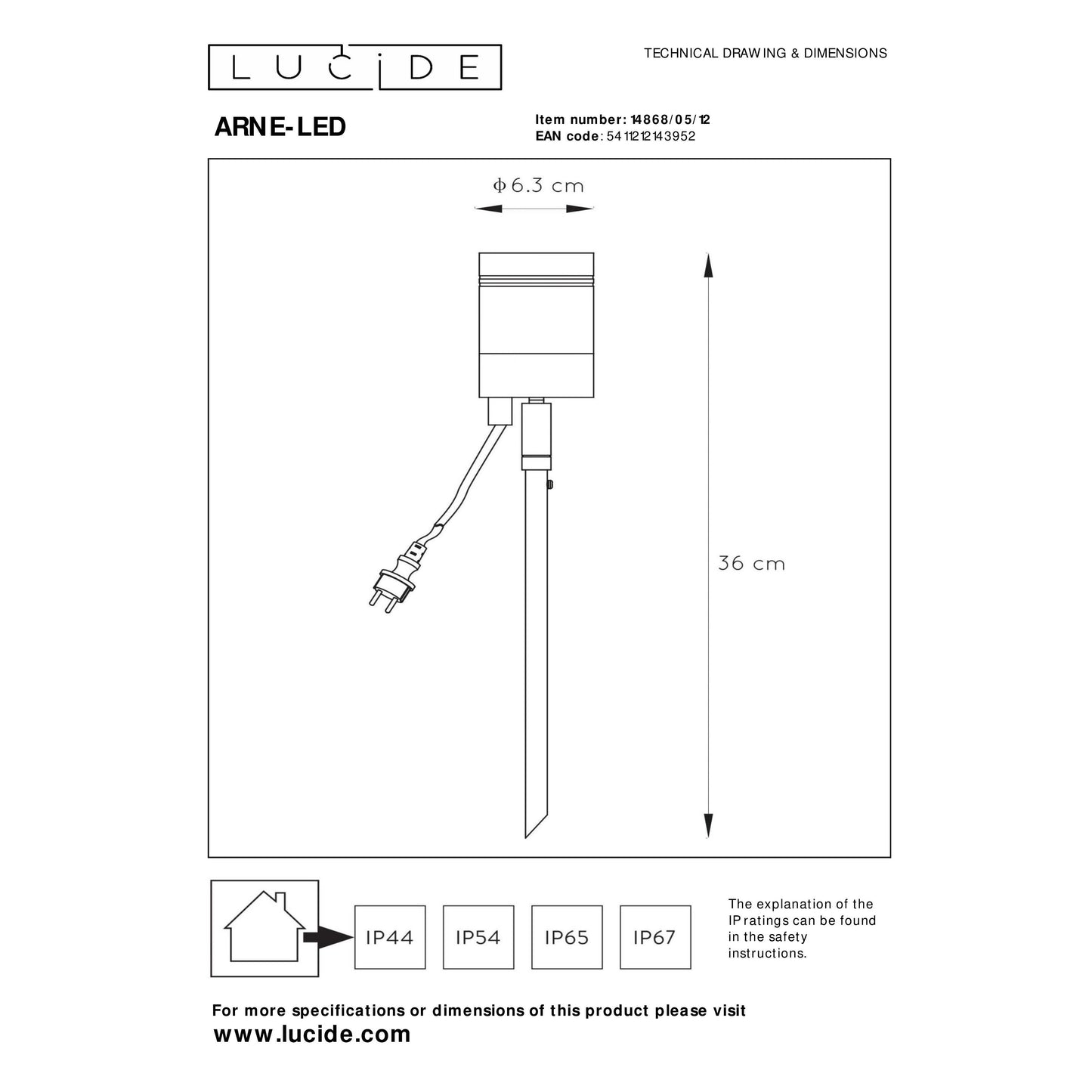 Lucide ARNE-LED - Garden spotlight - Ø 6,3 cm - LED - GU10 - 1x5W 2700K - IP44 - Satin Chrome