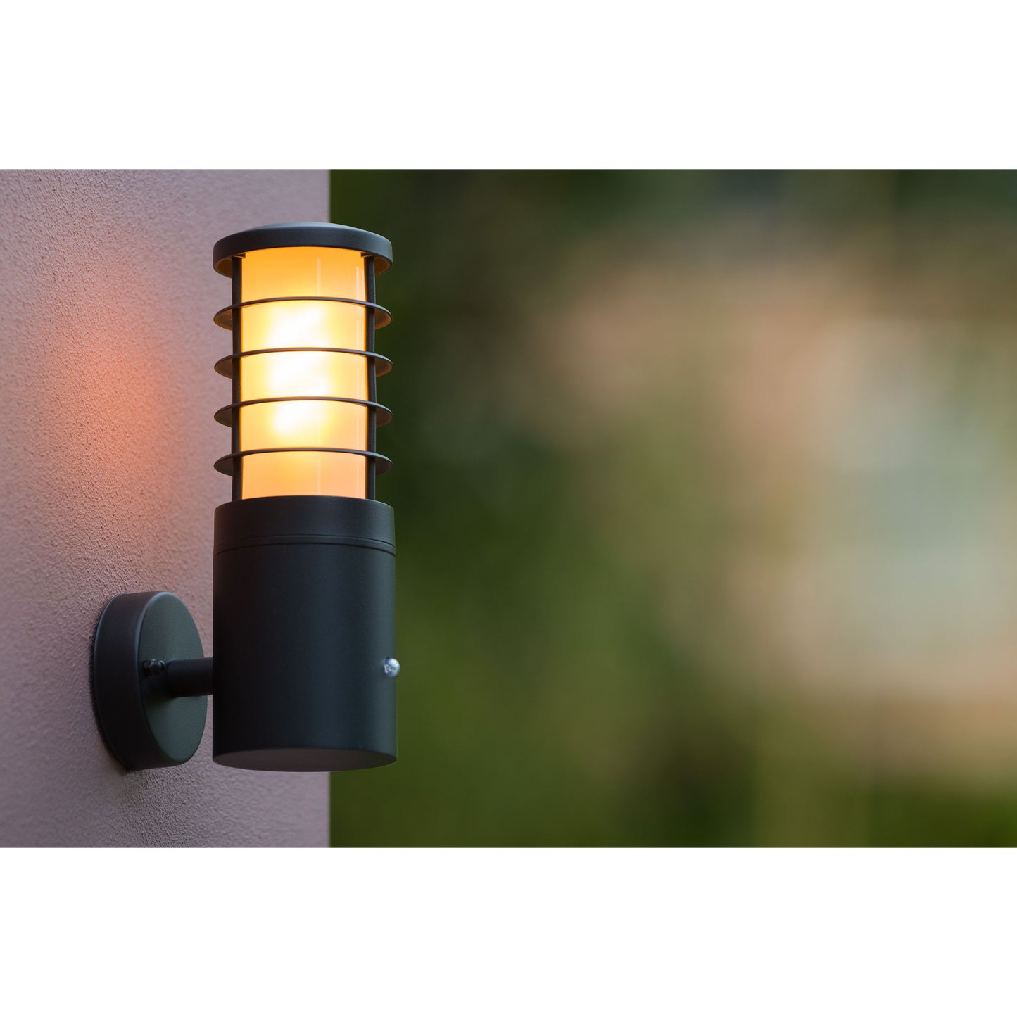 Lucide SOLID - Wall light Indoor/Outdoor - Ø 9 cm - 1xE27 - IP54 - Day/Night Sensor - Anthracite