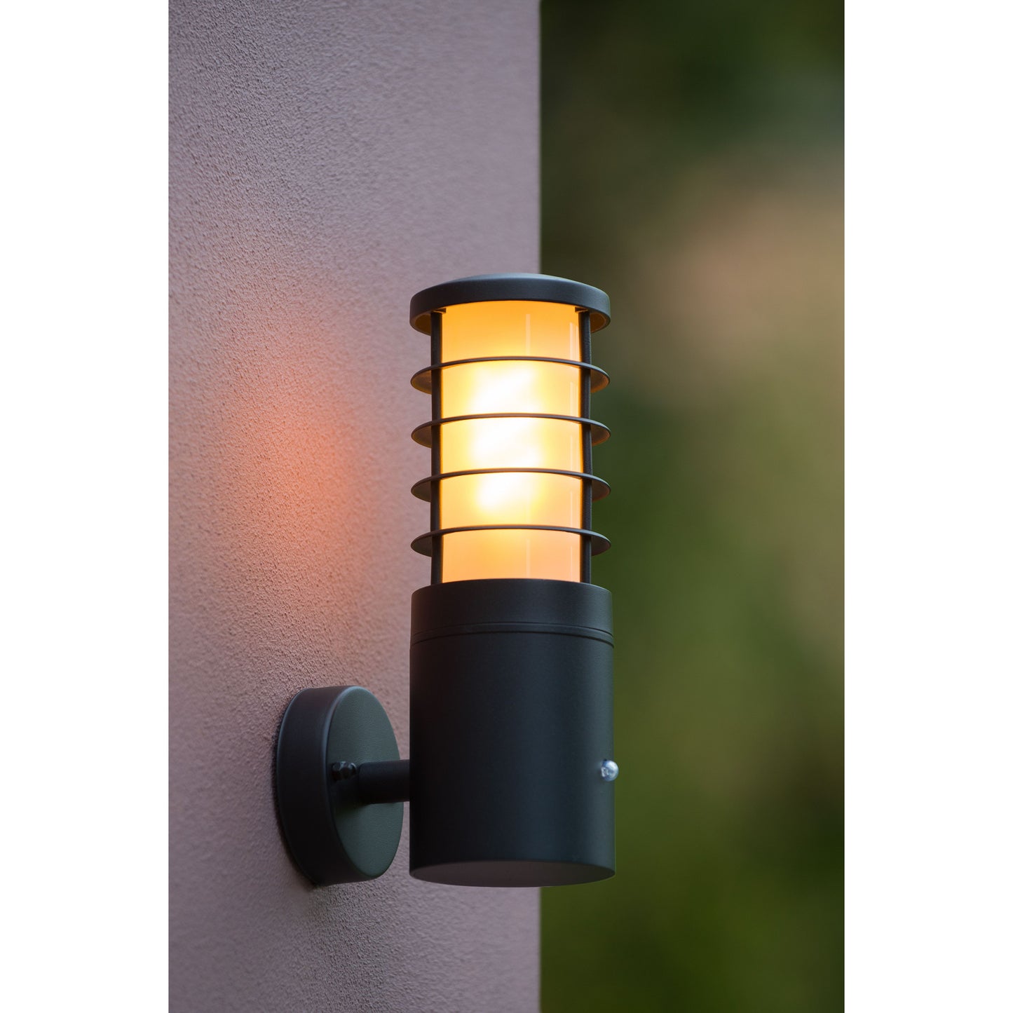 Lucide SOLID - Wall light Indoor/Outdoor - Ø 9 cm - 1xE27 - IP54 - Day/Night Sensor - Anthracite