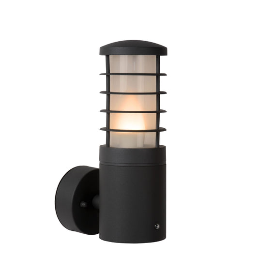 Lucide SOLID - Wall light Indoor/Outdoor - Ø 9 cm - 1xE27 - IP54 - Day/Night Sensor - Anthracite