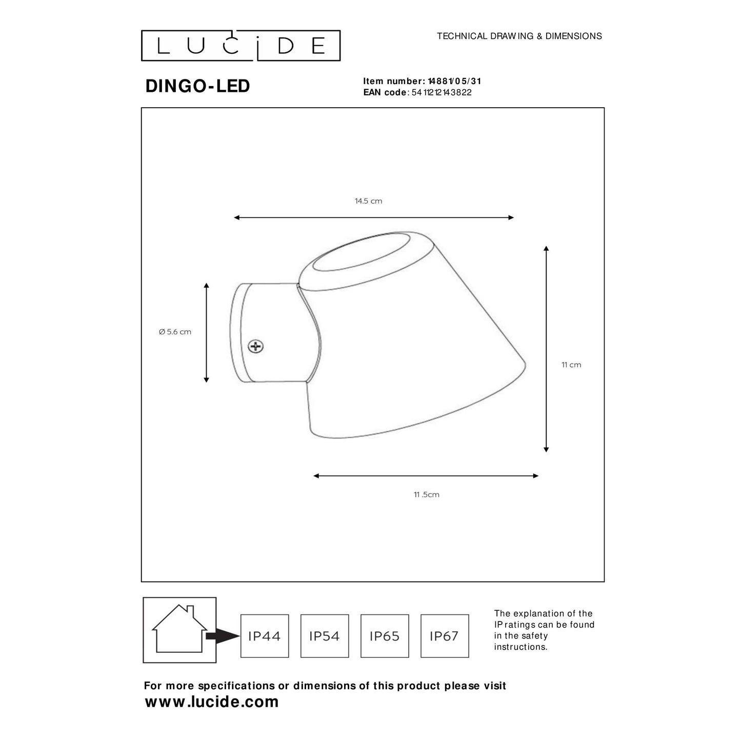 Lucide DINGO-LED - Wall light Indoor/Outdoor - LED Dim. - GU10 - 1x5W 3000K - IP44 - White