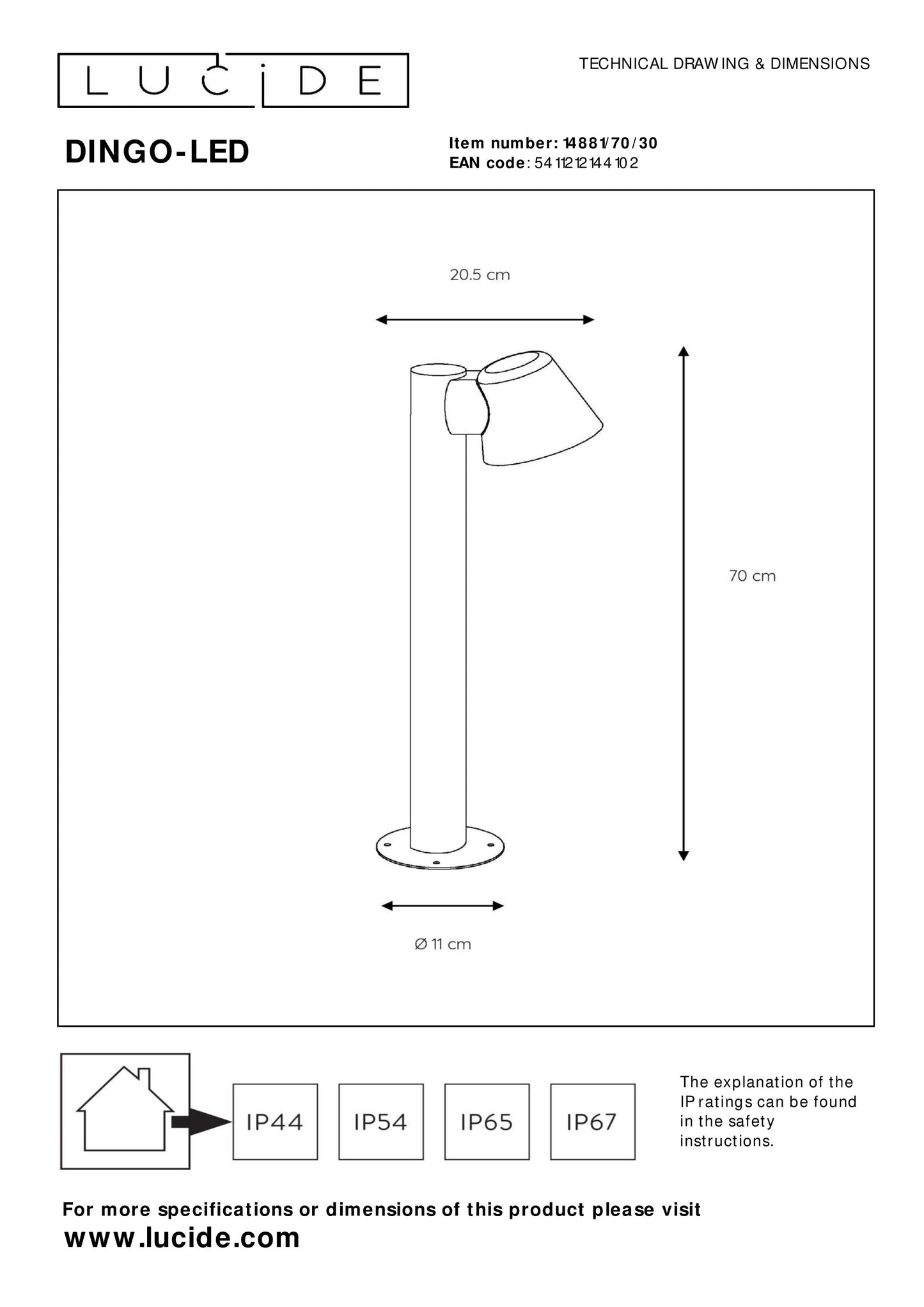 Lucide DINGO-LED - Bollard light - LED Dim. - GU10 - 1x5W 3000K - IP44 - Anthracite