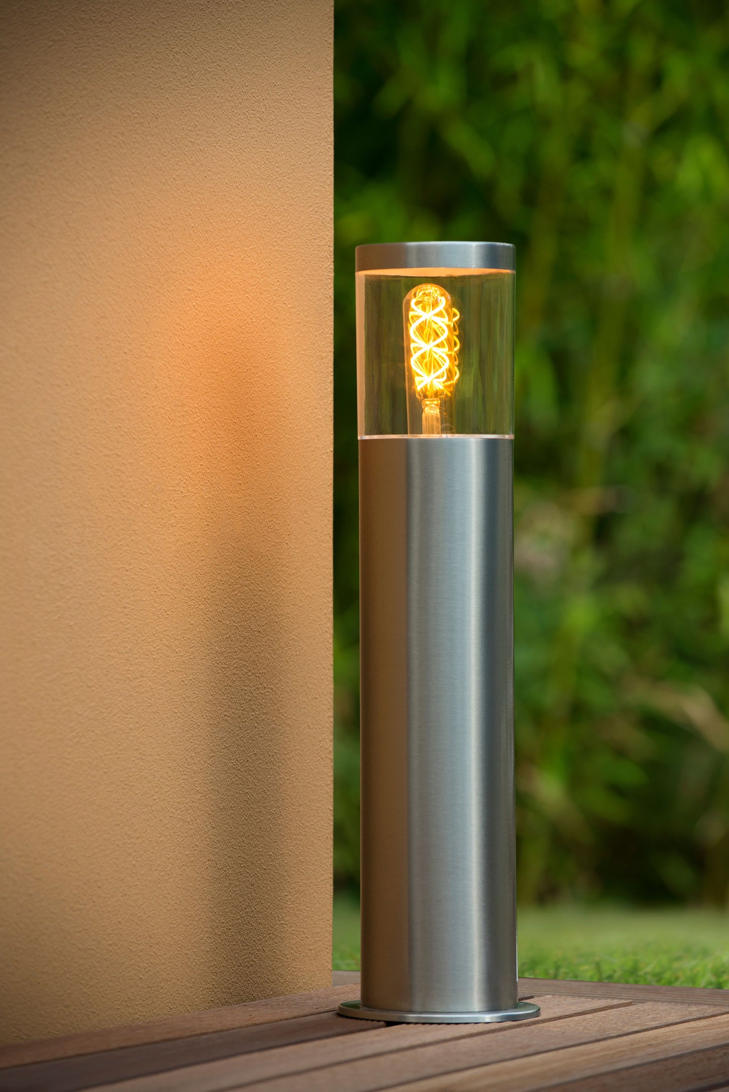 Lucide FEDOR - Bollard light - 1x E27 - IP44 - Satin Chrome