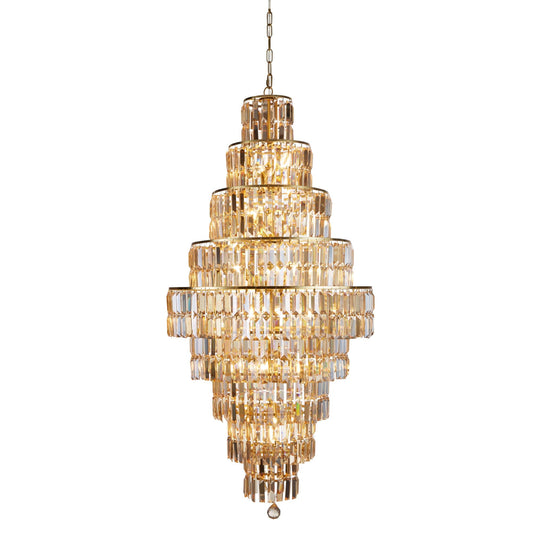 Empire 13Lt Chandelier - Satin Brass Metal & Champagne Glass