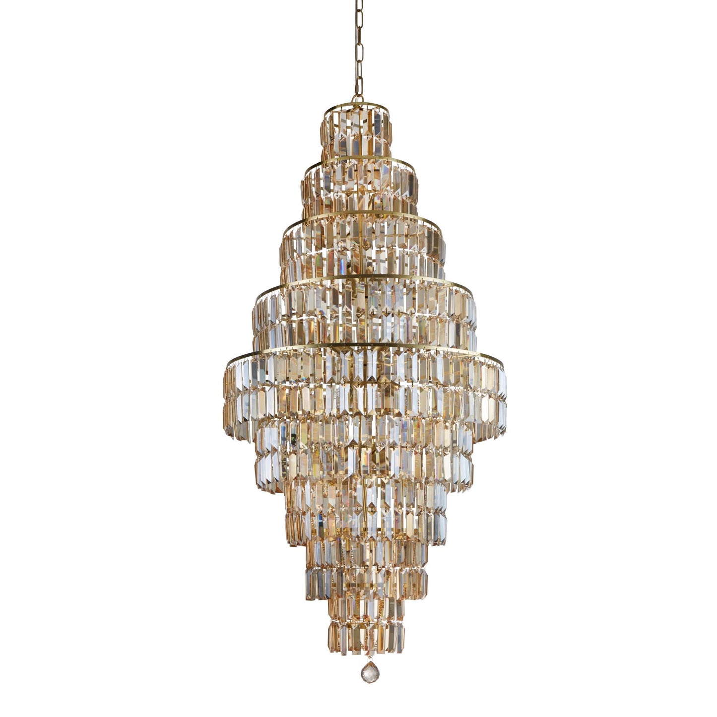 Empire 13Lt Chandelier - Satin Brass Metal & Champagne Glass