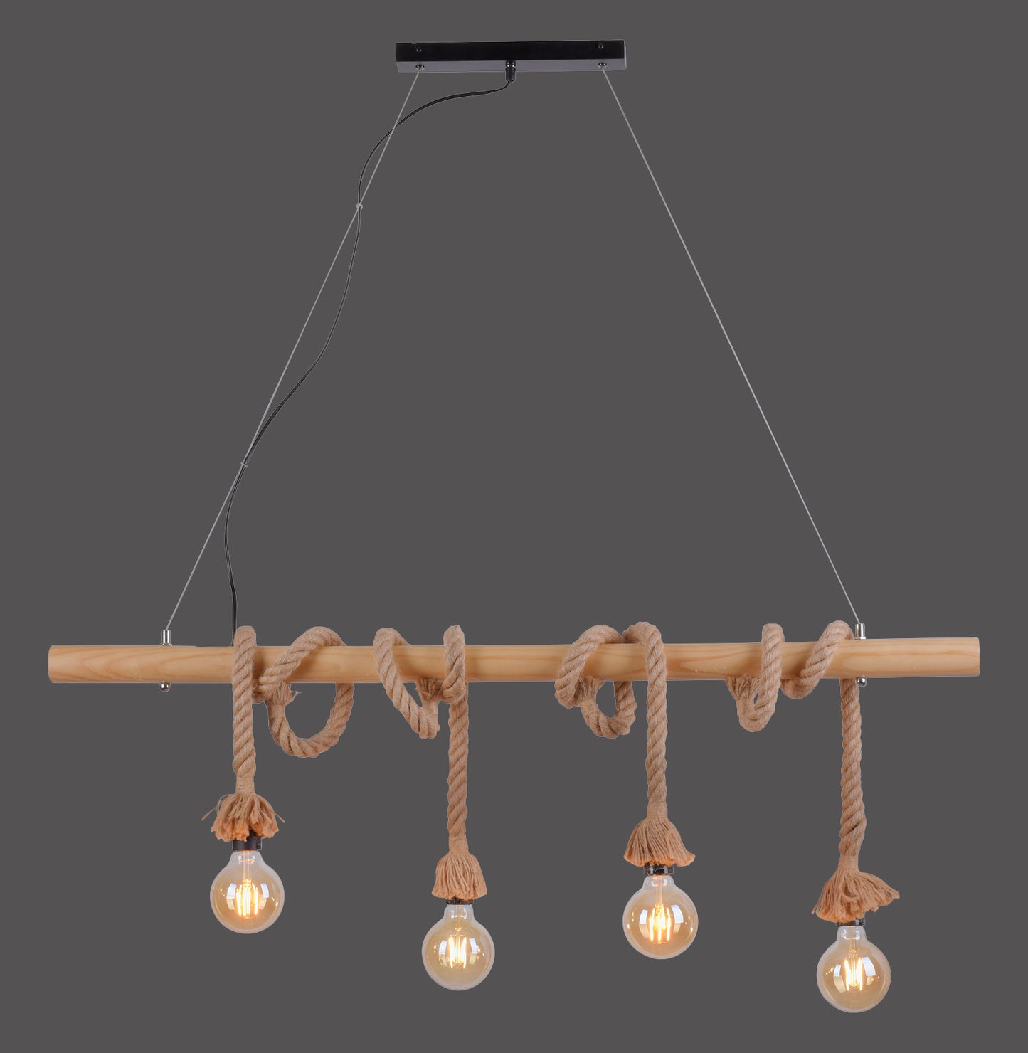 Rope - Pendant Light - Black - By Just Light - (15483-18) - SPECIAL OFFER