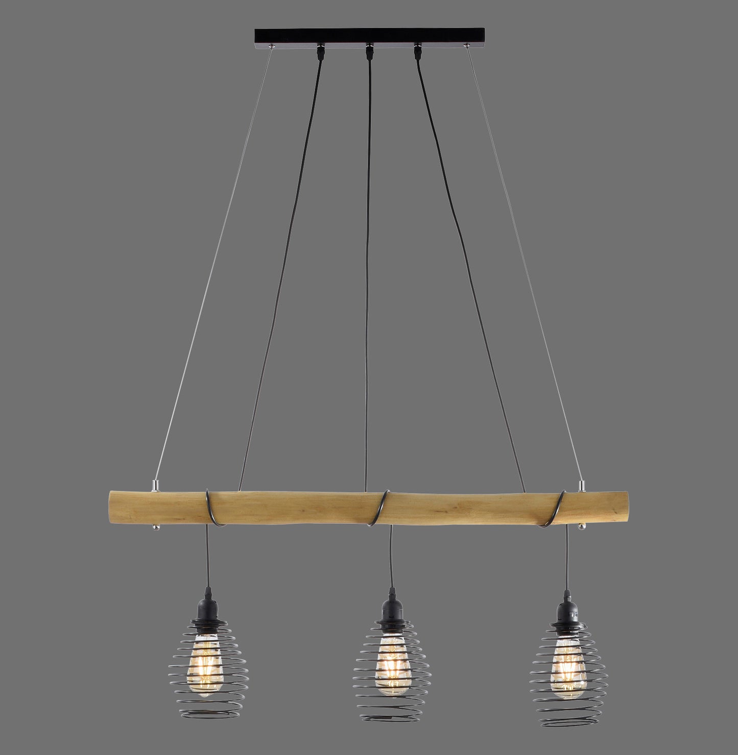 Spring - Pendant Light - Natural Wood - By Just Light - (15526-79)