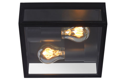 Lucide DUKAN - Flush ceiling light Indoor/Outdoor - 2xE27 - IP65 - Black