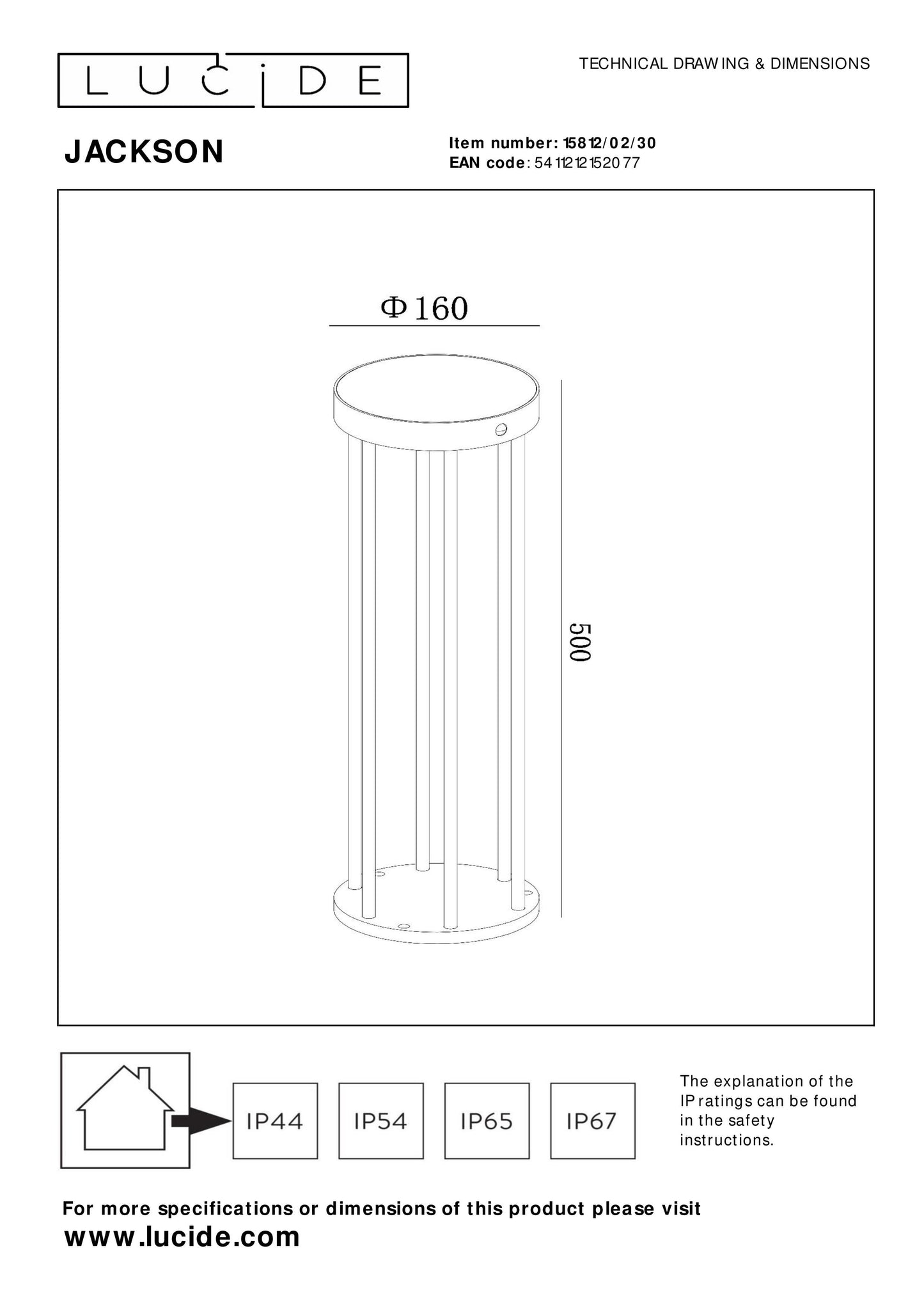 Lucide JACKSON - Bollard light - Ø 16 cm - LED Dim. - 1x2W 2850K/3150K - IP65 - Day/Night Sensor - Black