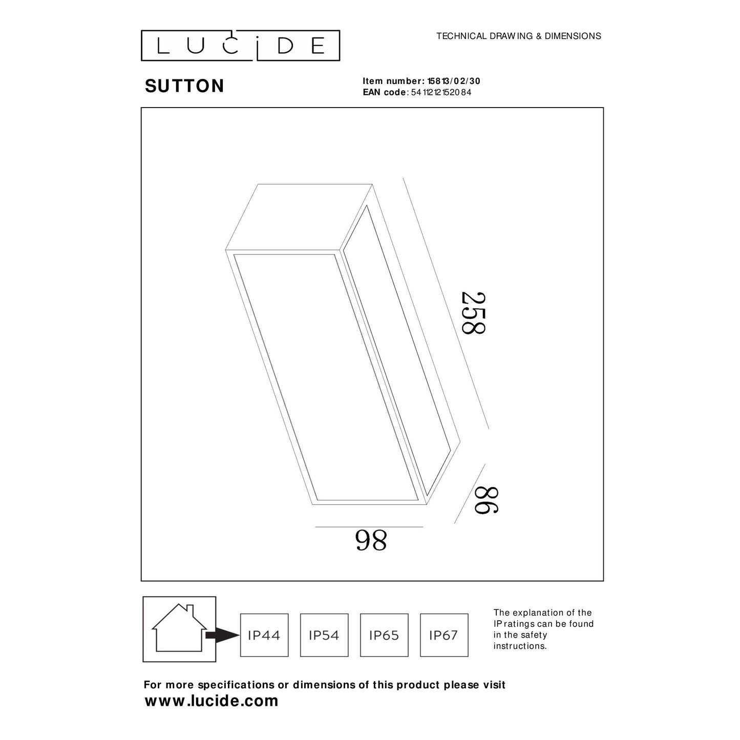 Lucide SUTTON - Wall light Indoor/Outdoor - LED Dim. - 1x2W 2850K/3150K - IP54 - Day/Night Sensor - Black