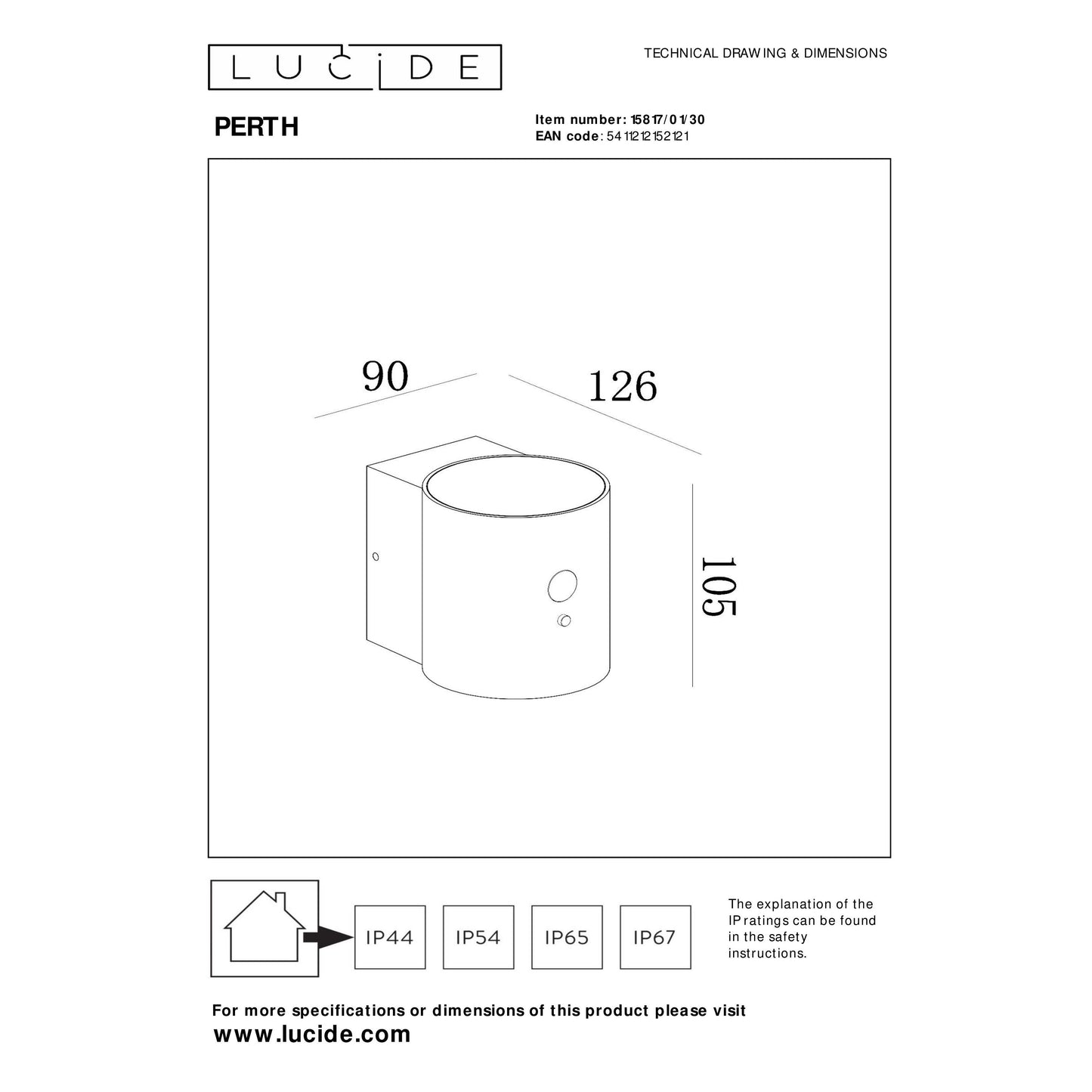 Lucide PERTH - Wall light Indoor/Outdoor - LED Dim. - 1x1W 2850K/3150K - IP65 - Day/Night Sensor - Black