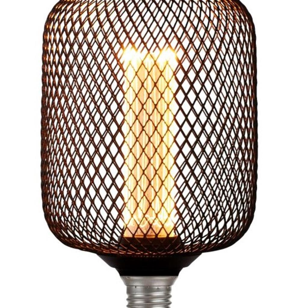 Wire Mesh Effect Drum Lamp - Black Metal