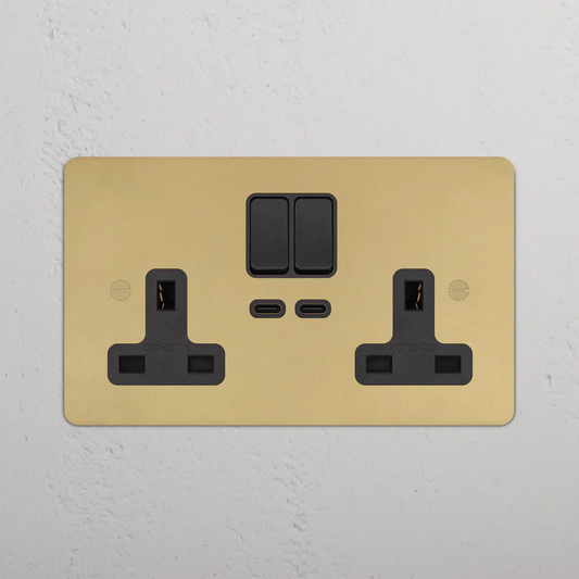 Corston Double Socket & USB-C Fast Charge Antique Brass