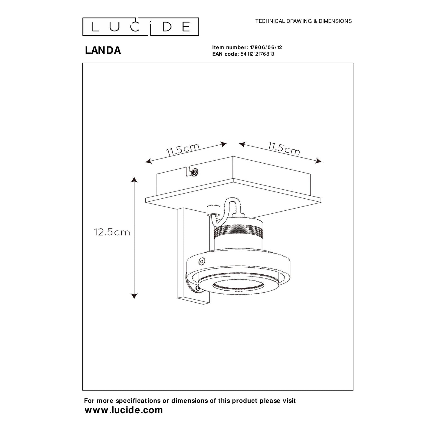 Lucide LANDA - Ceiling spotlight - LED Dim to warm - GU10 - 1x5W 2200K/3000K - Satin Chrome