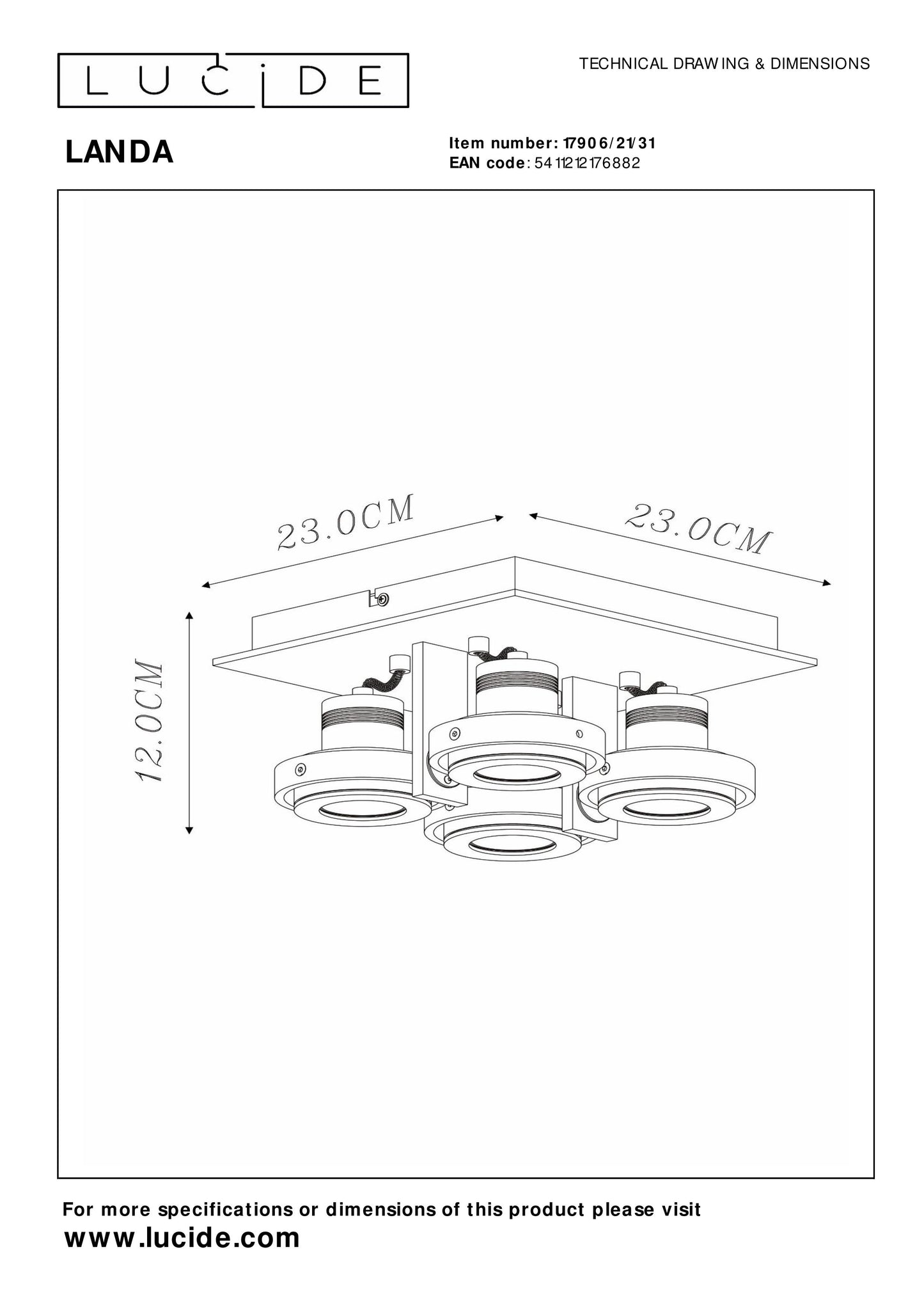 Lucide LANDA - Ceiling spotlight - LED Dim to warm - GU10 - 4x5W 2200K/3000K - White