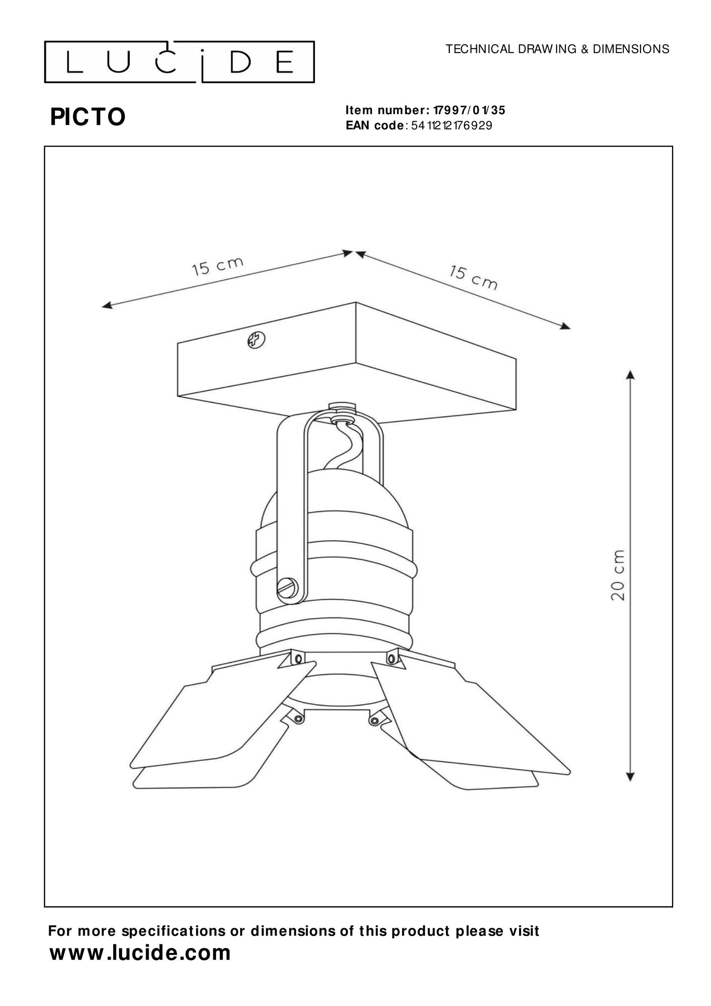 Lucide PICTO - Ceiling spotlight Children - 1xGU10 - Blue