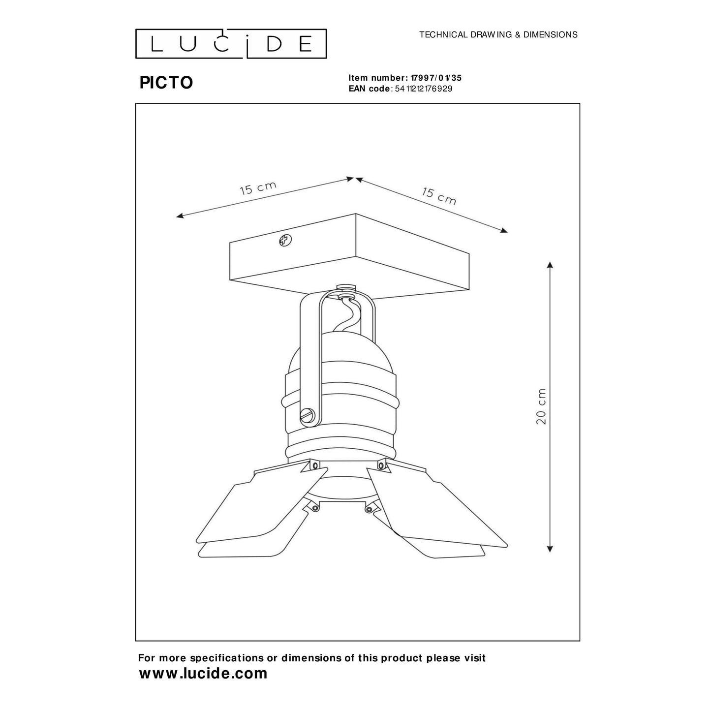 Lucide PICTO - Ceiling spotlight Children - 1xGU10 - Blue