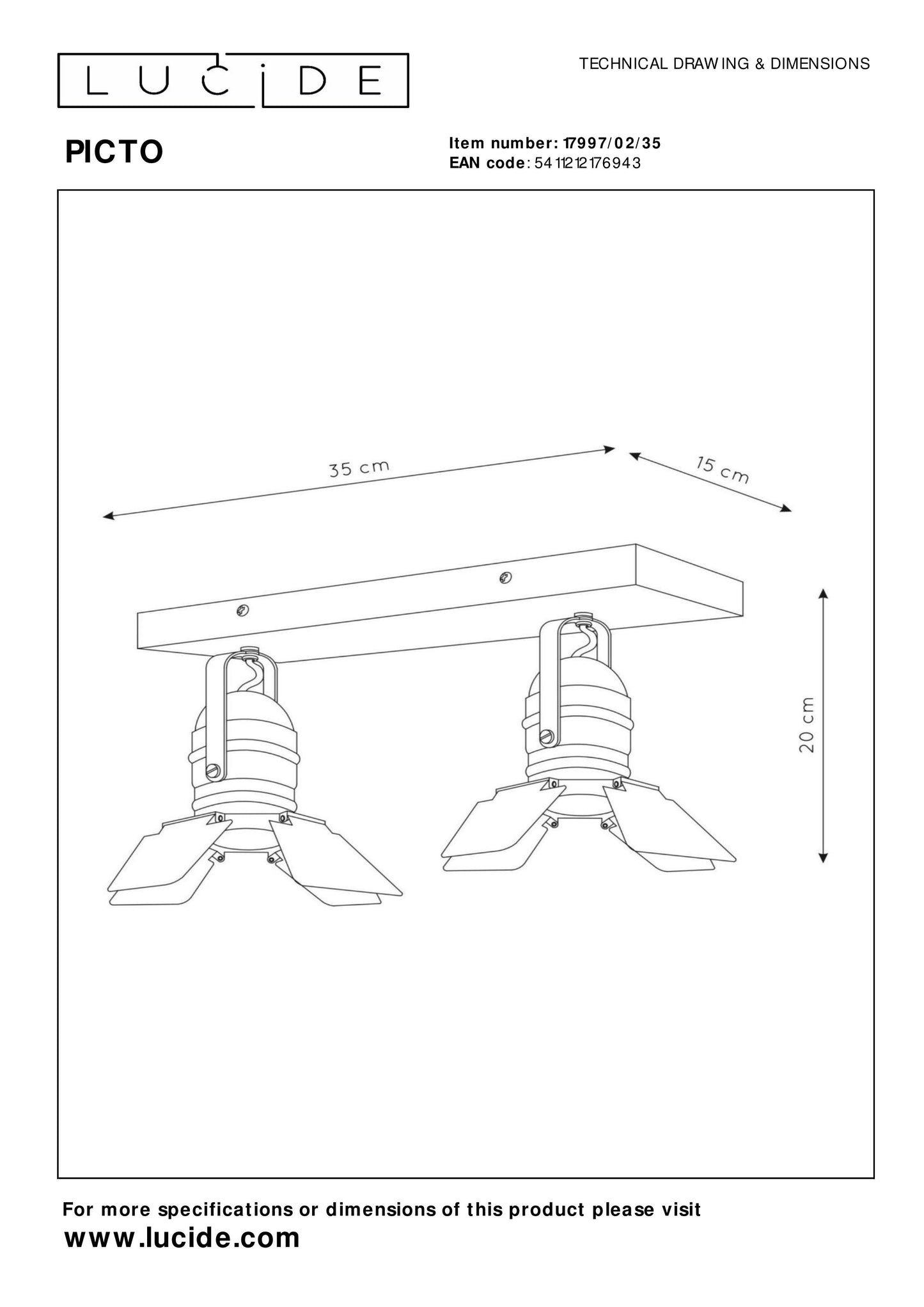 Lucide PICTO - Ceiling spotlight Children - 2xGU10 - Blue