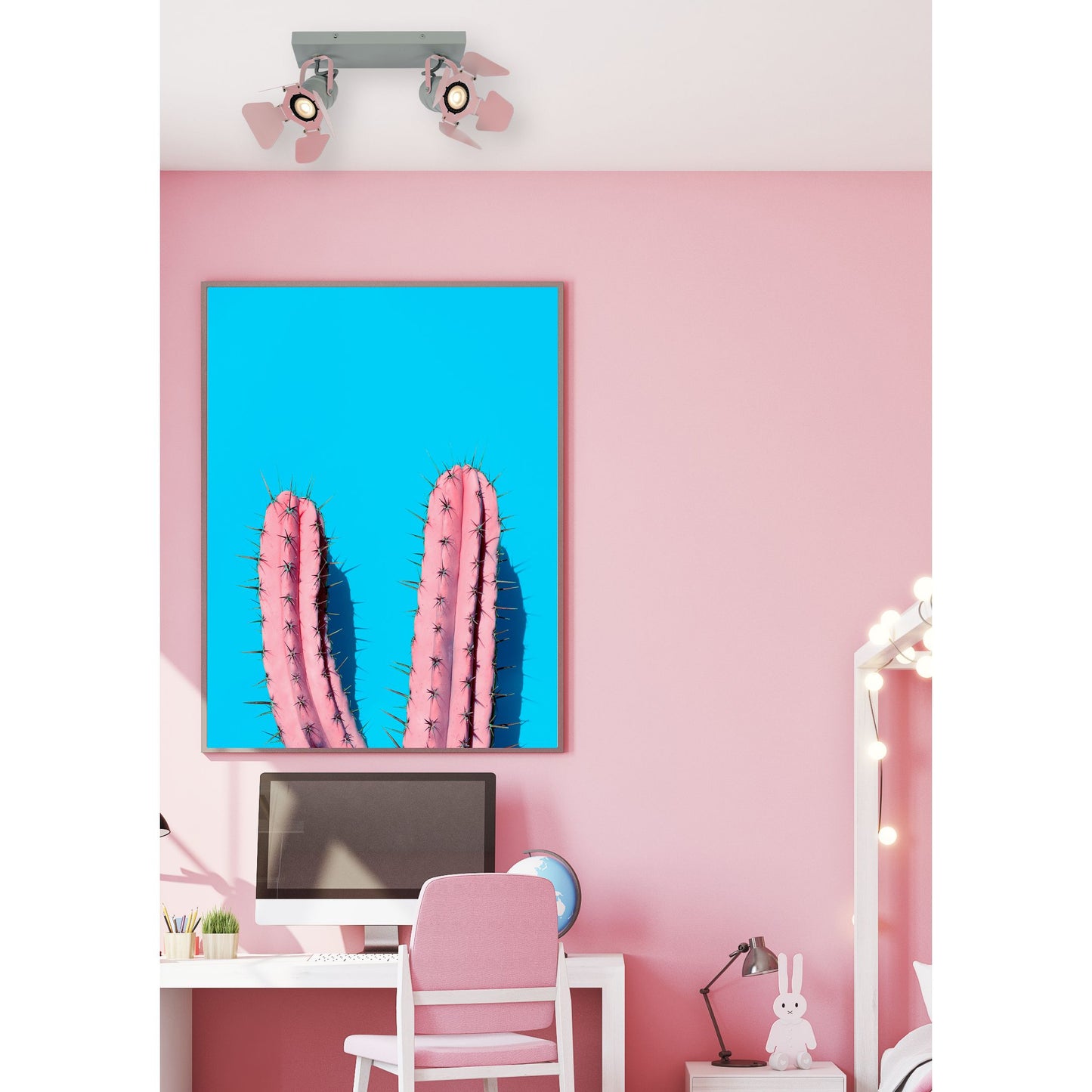 Lucide PICTO - Ceiling spotlight Children - 2xGU10 - Pink