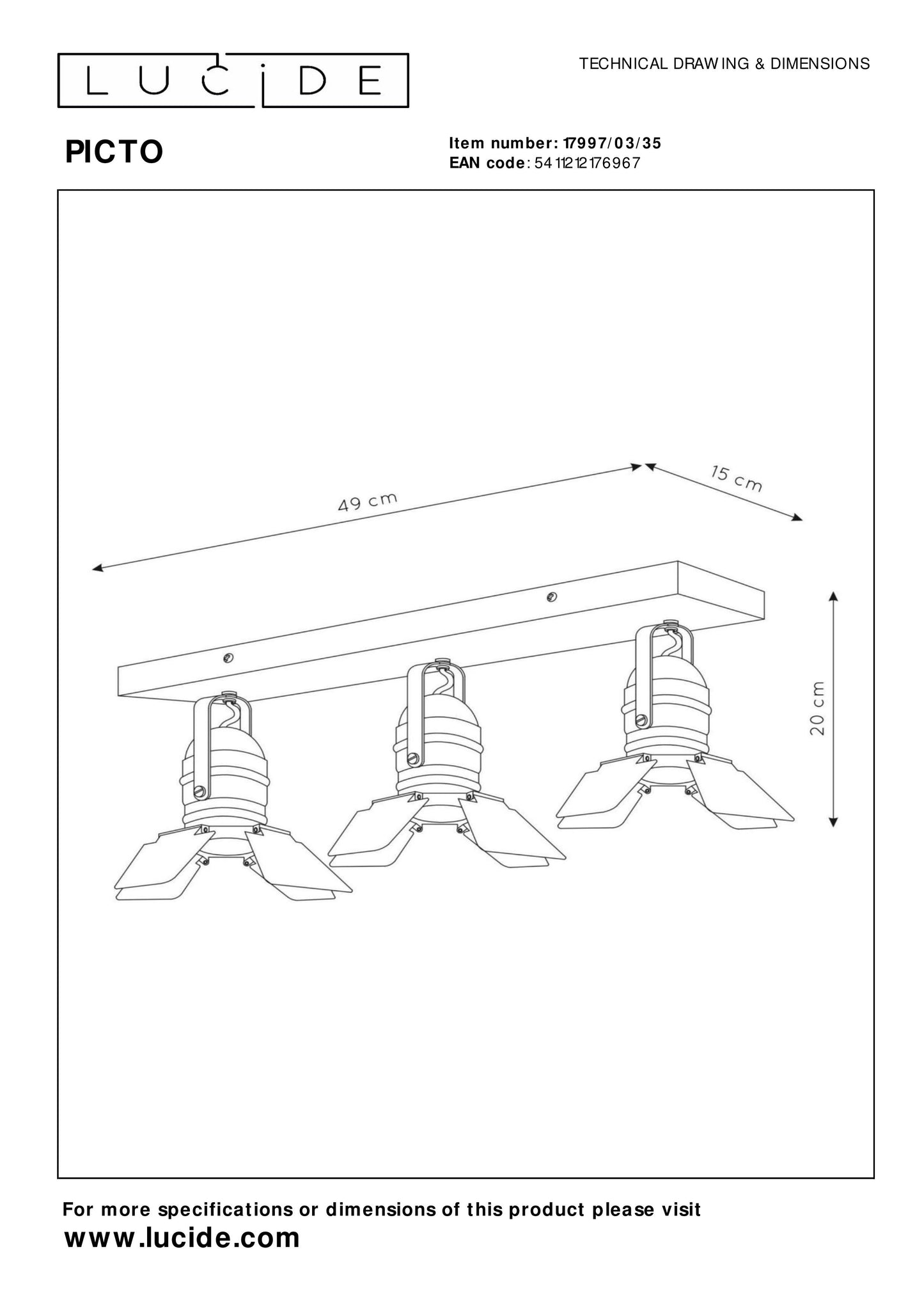 Lucide PICTO - Ceiling spotlight Children - 3xGU10 - Blue