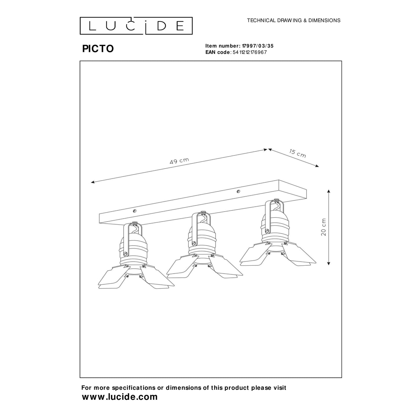 Lucide PICTO - Ceiling spotlight Children - 3xGU10 - Blue