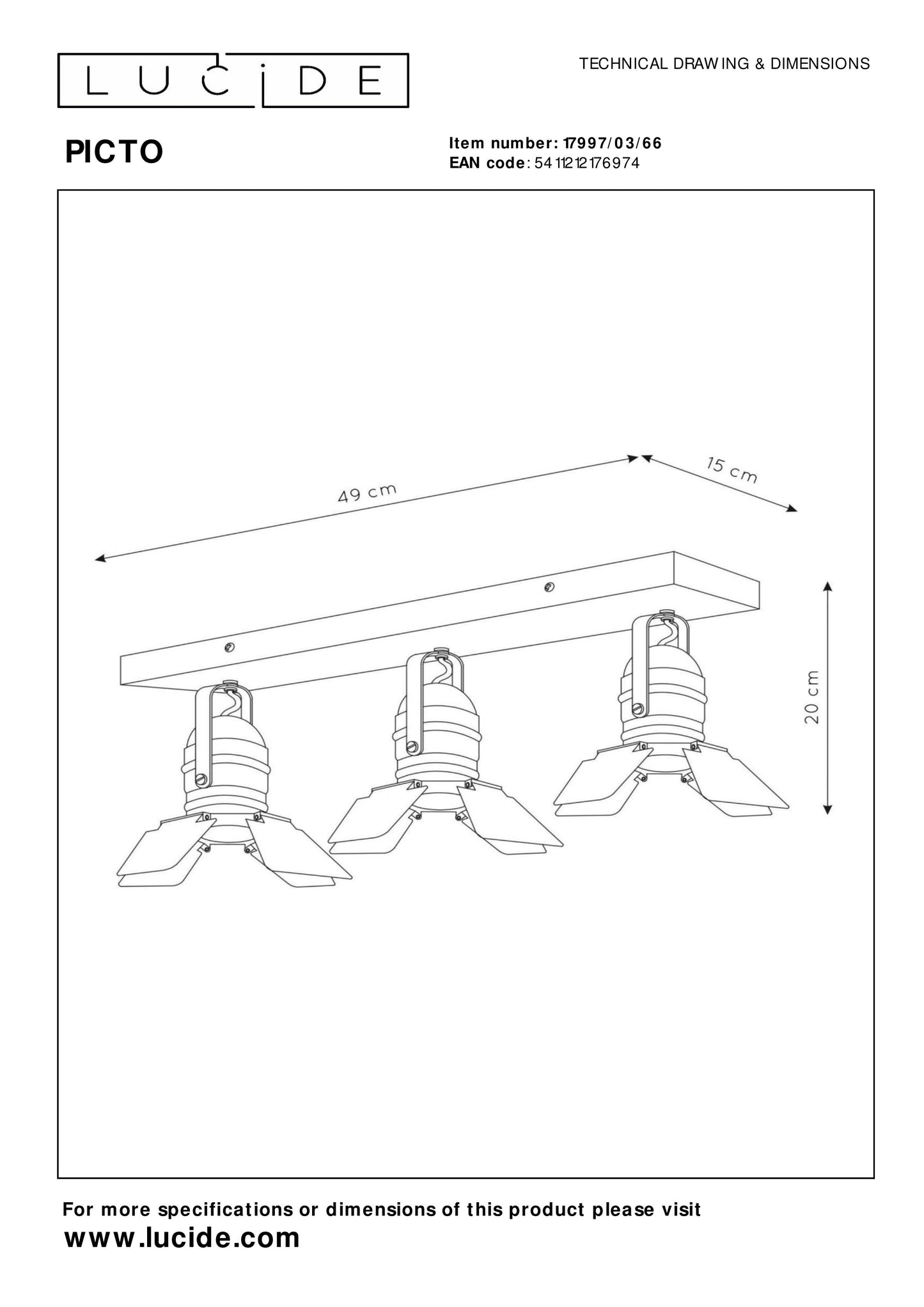 Lucide PICTO - Ceiling spotlight Children - 3xGU10 - Pink