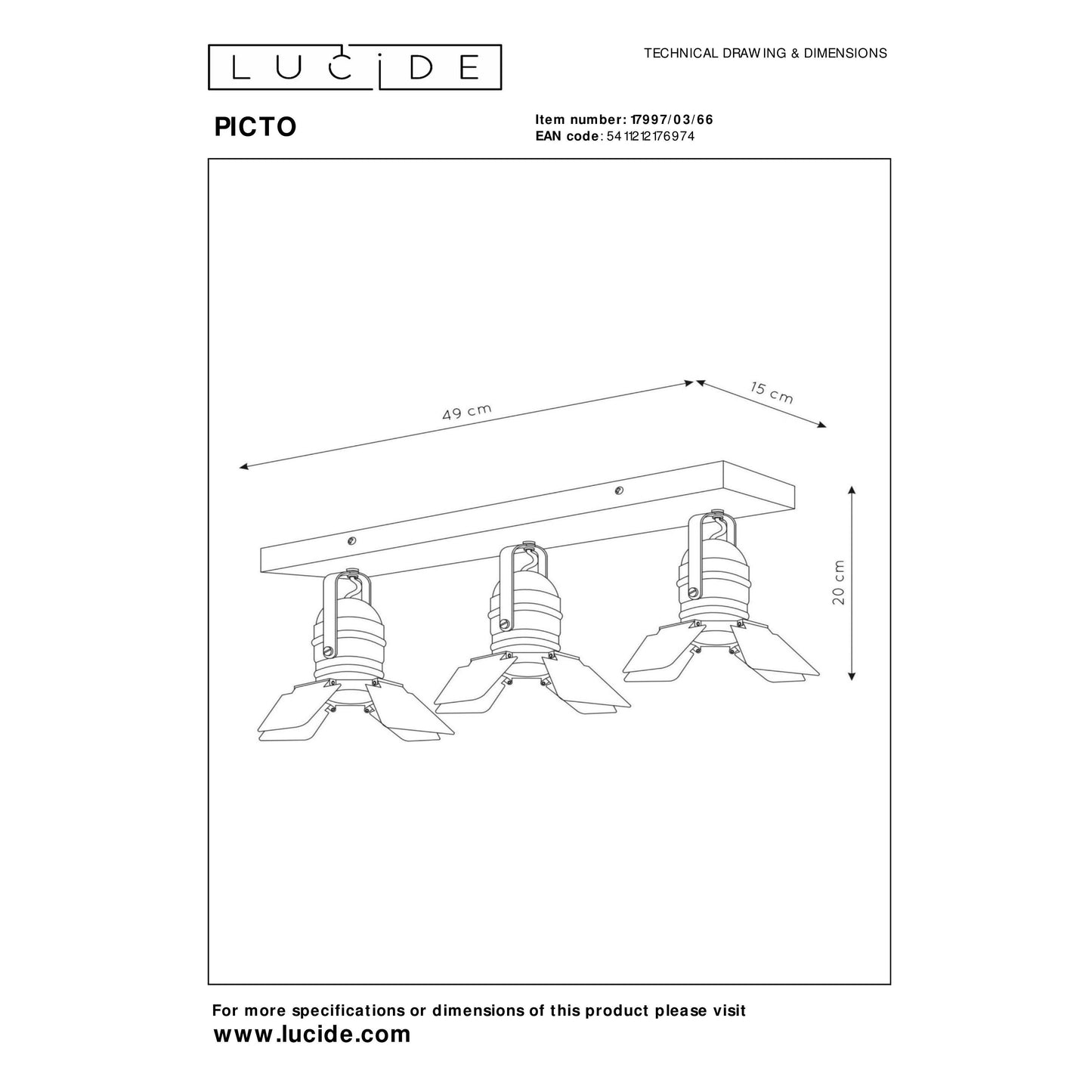 Lucide PICTO - Ceiling spotlight Children - 3xGU10 - Pink