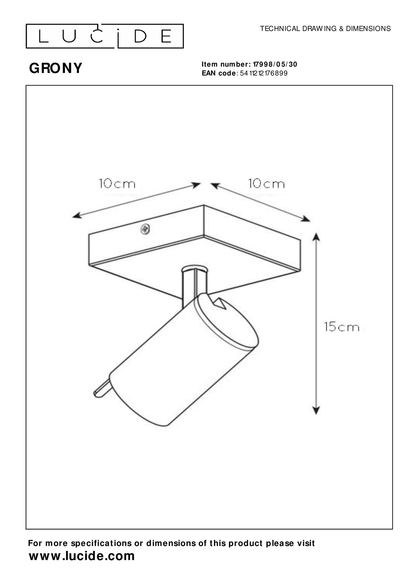 Lucide GRONY - Ceiling spotlight - LED Dim to warm - GU10 - 1x5W 2200K/3000K - Black