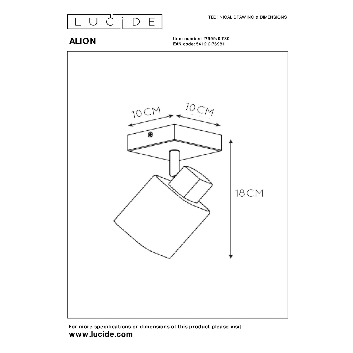 Lucide ALION - Ceiling spotlight - 1xE14 - Black
