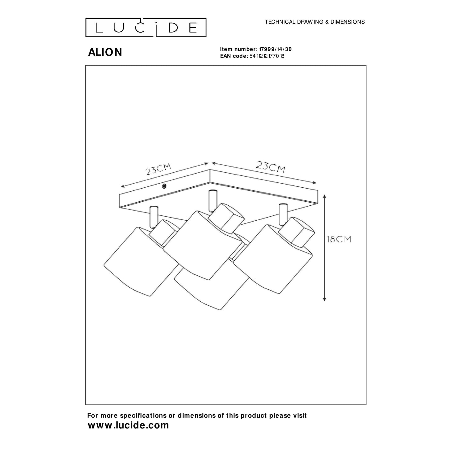 Lucide ALION - Ceiling spotlight - 4xE14 - Black