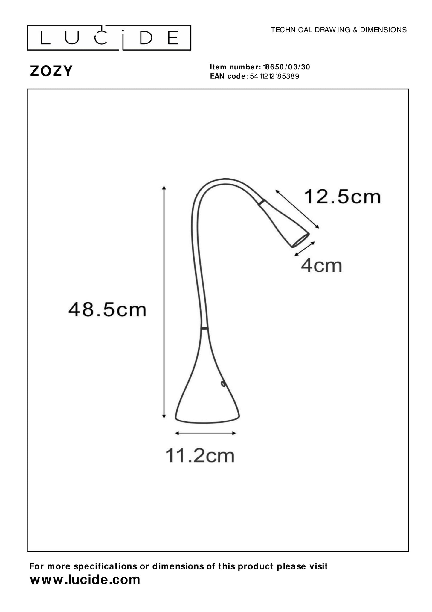 Lucide ZOZY - Desk lamp - LED Dim. - 1x4W 3000K - Black