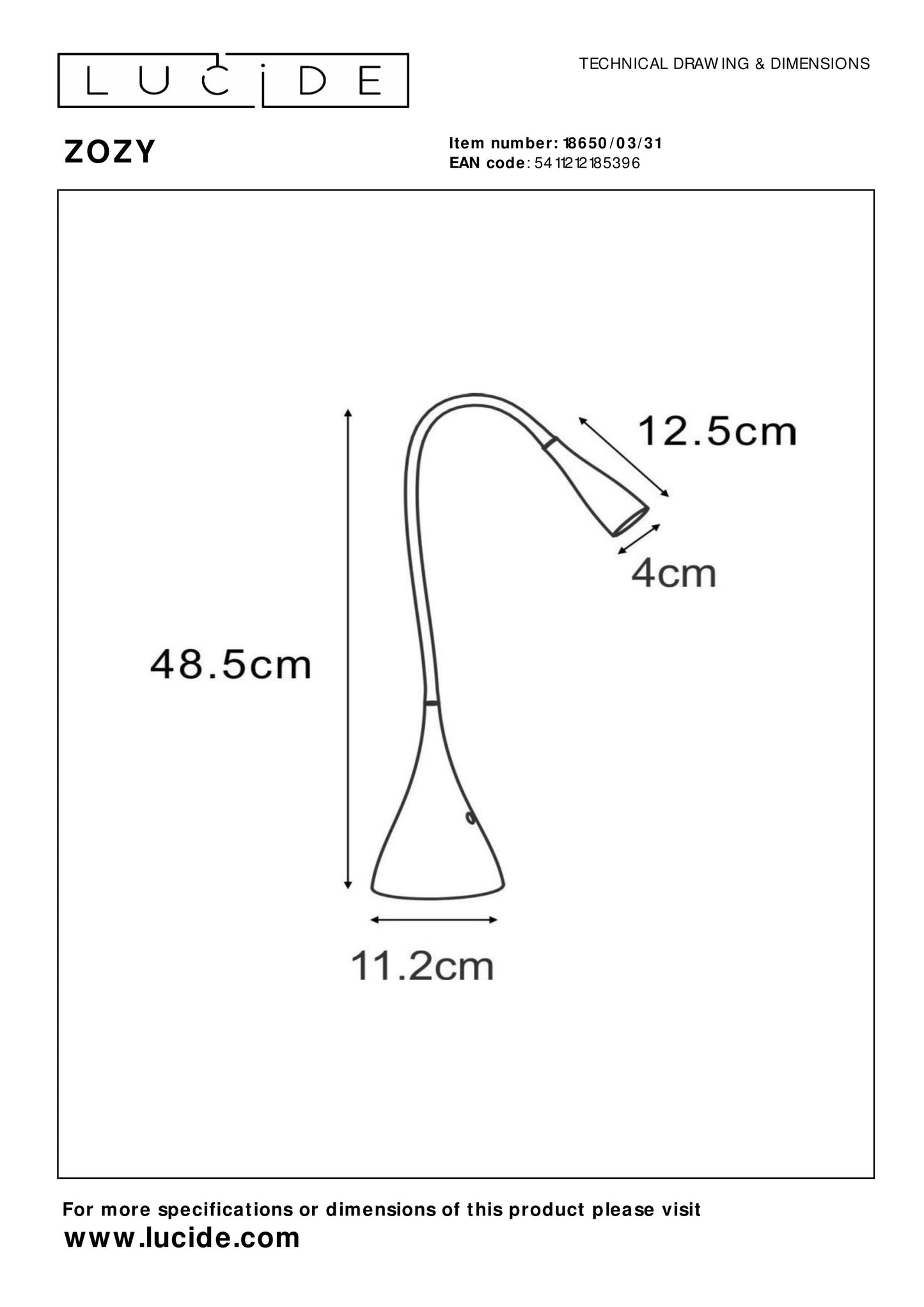 Lucide ZOZY - Desk lamp - LED Dim. - 1x4W 3000K - White