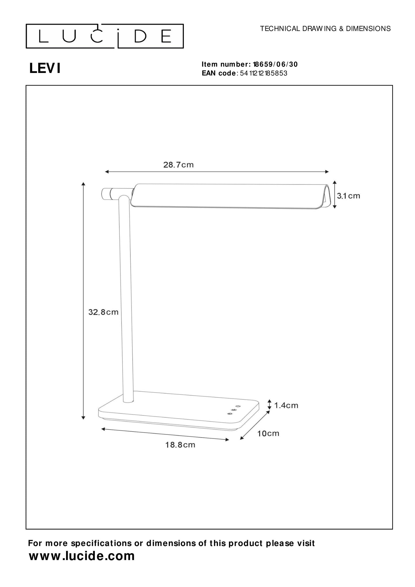 Lucide LEVI - Desk lamp - LED Dim. - 1x5,5W 3000K/6500K - 3 StepDim - Black