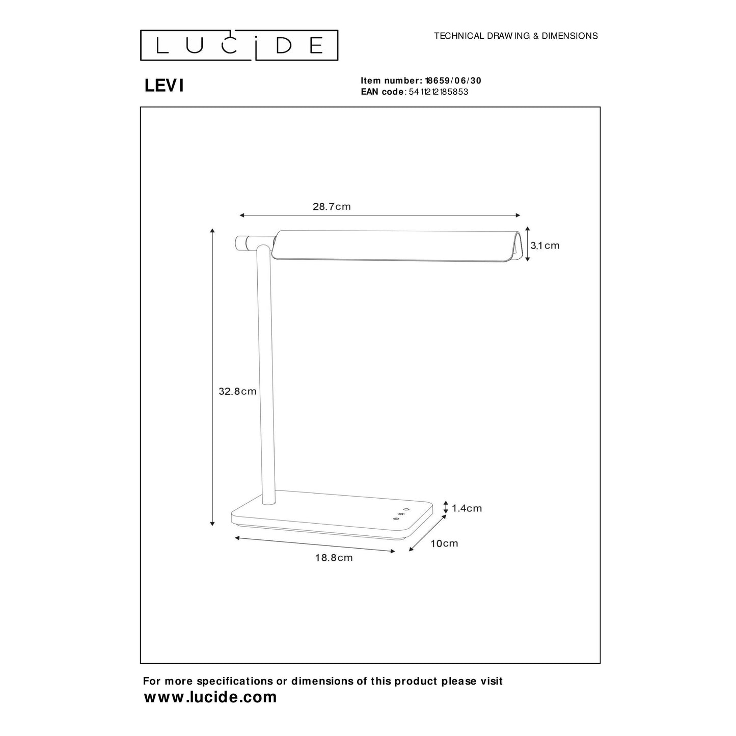 Lucide LEVI - Desk lamp - LED Dim. - 1x5,5W 3000K/6500K - 3 StepDim - Black