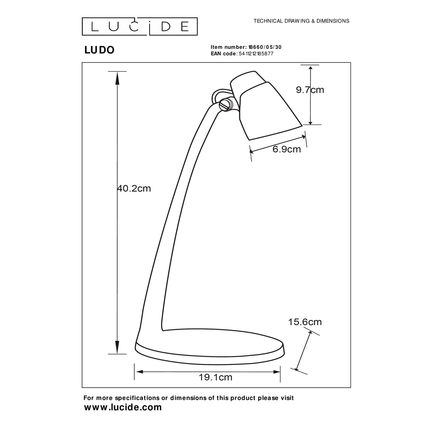 Lucide LUDO - Desk lamp - LED - 1x4,5W 3000K - Black