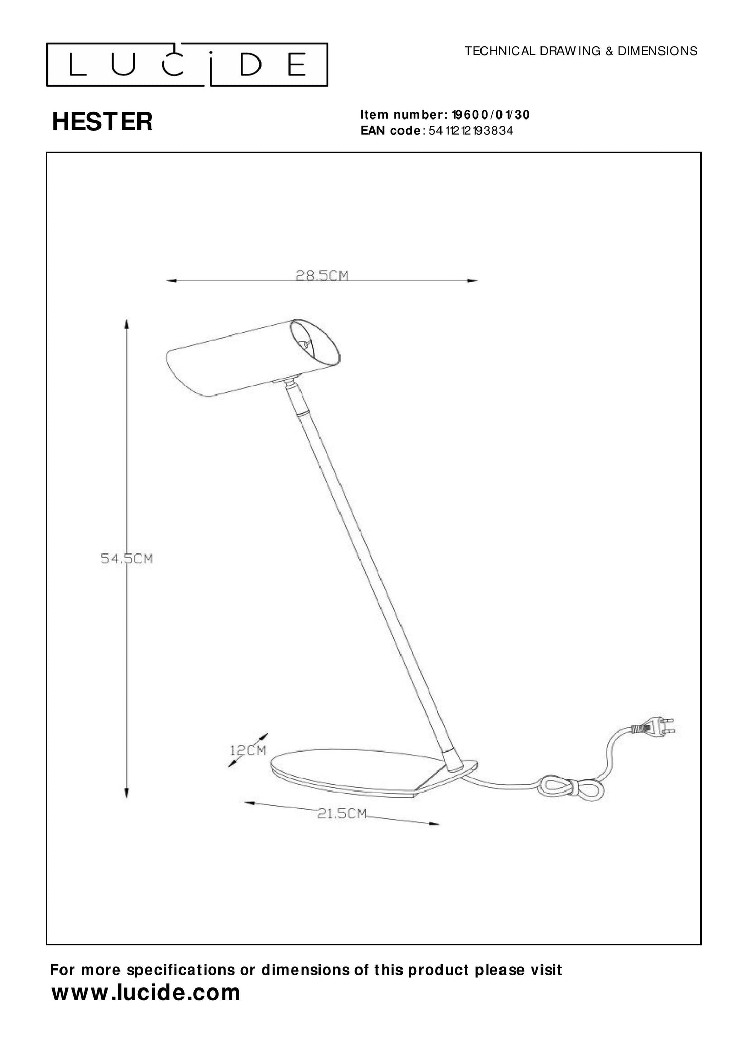 Lucide HESTER - Desk lamp - 1xGU10 - Anthracite